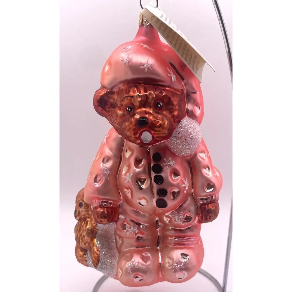 Christopher Radko Bearly‎ Awake Bear Pink Pajamas Christmas Ornament With Box
